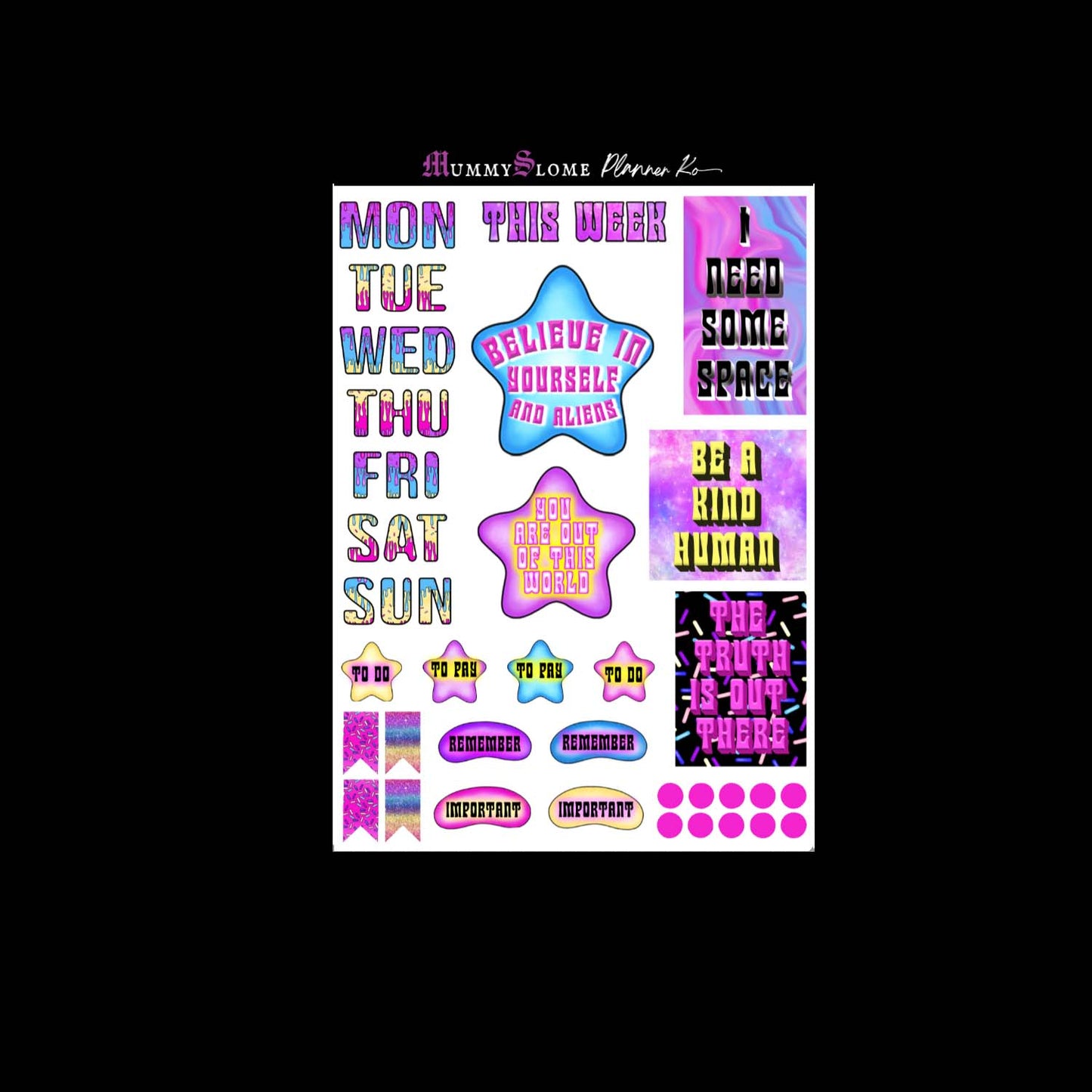 🚀✨ Out-of-This-World Planner Sticker Kit! 🌌💜 Sheet 4