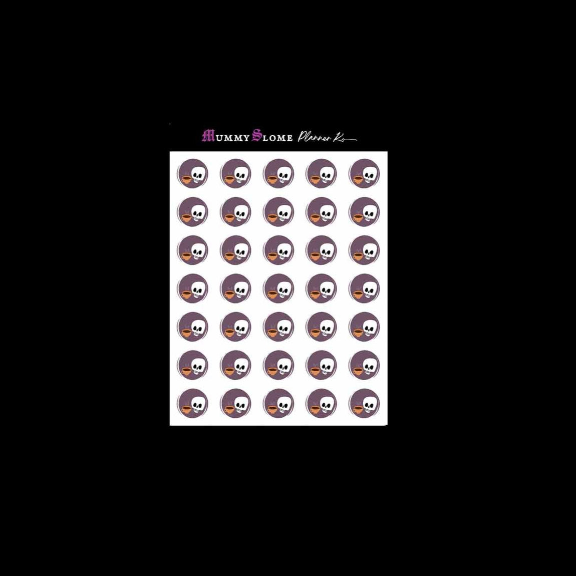 π Sip Happens β Cute Skull Coffee Circle Stickers π§·βπ€ C4