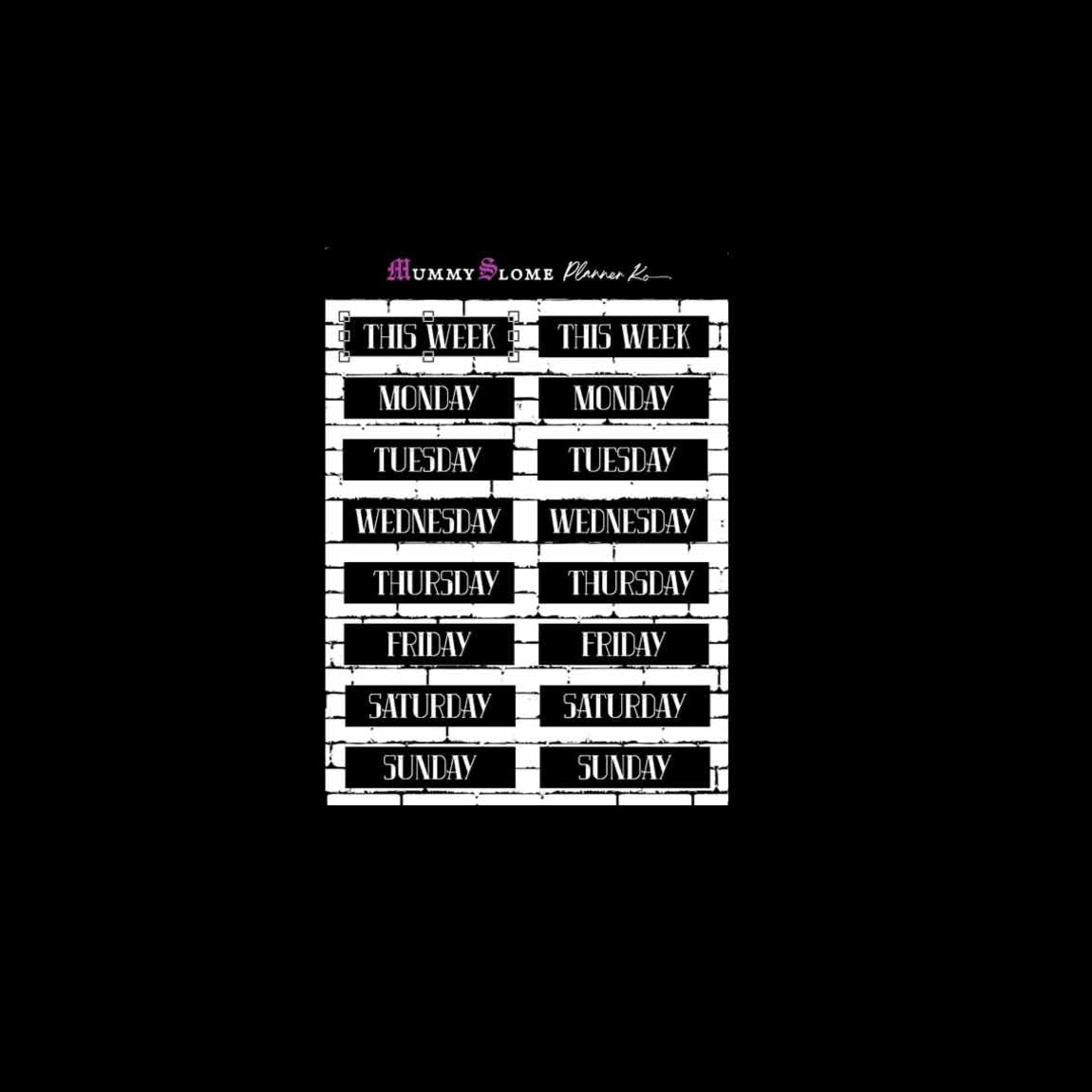 📆 Blackout Week 🖤 Bold & Gritty Day Labels for Hardcore Planners ⚡🧷 D3