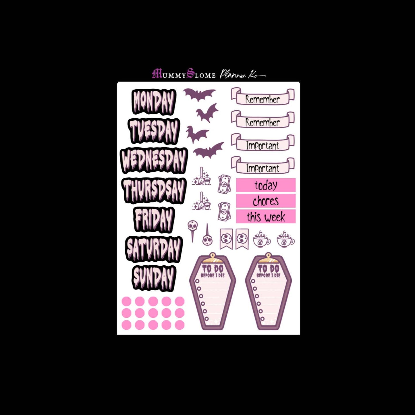 💜🦇Spooky Chic Planner Kit 🕸️💜 Sheet 4