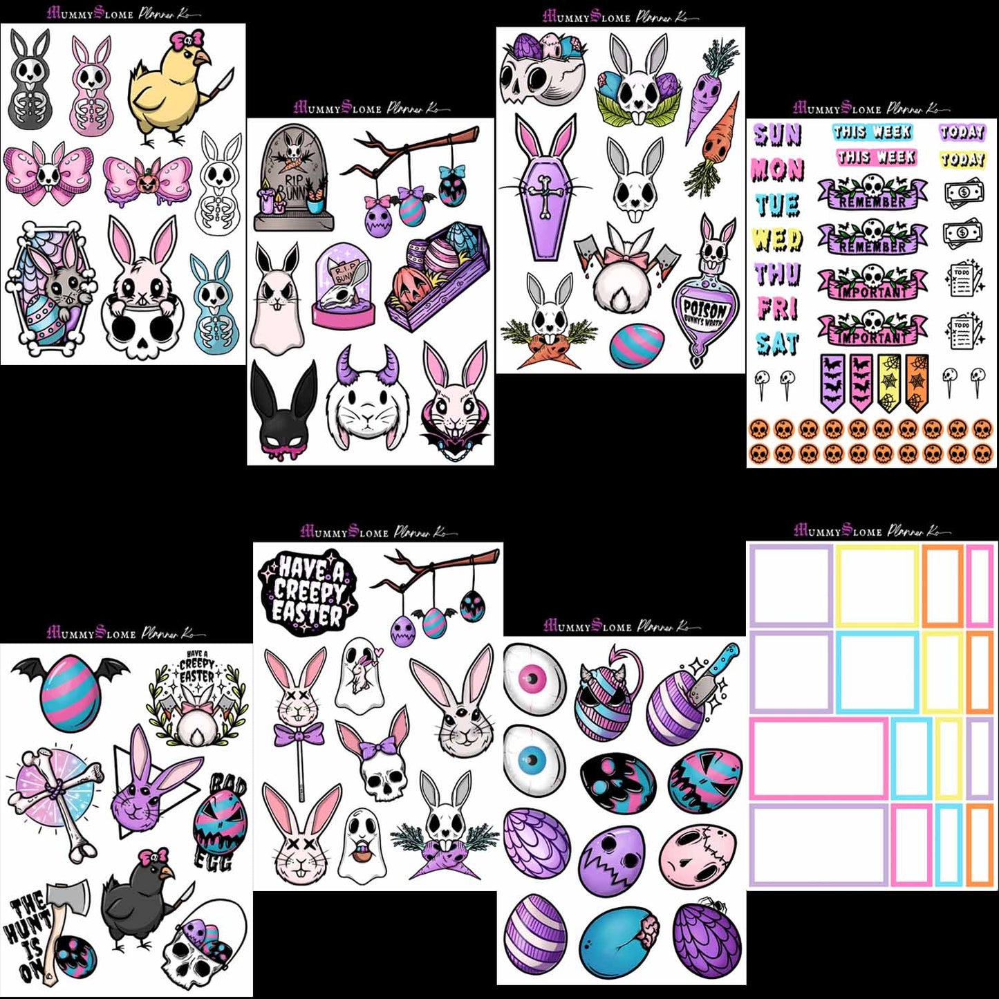 🐰🎨 Creepy Cute Easter Planner Sticker Kit 🎨🐰