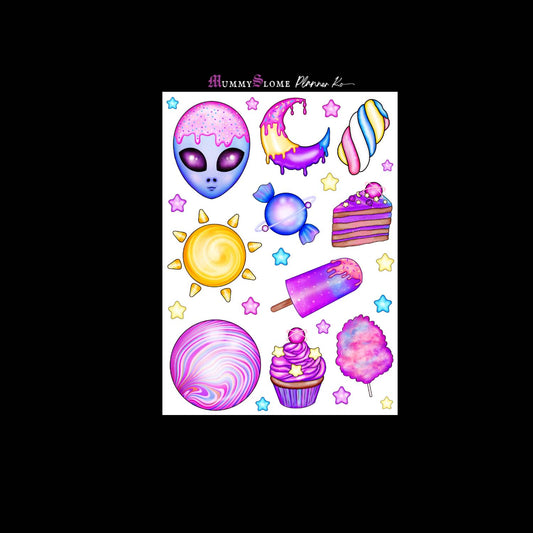🚀✨ Out-of-This-World Planner Sticker Kit! 🌌💜 Sheet 1