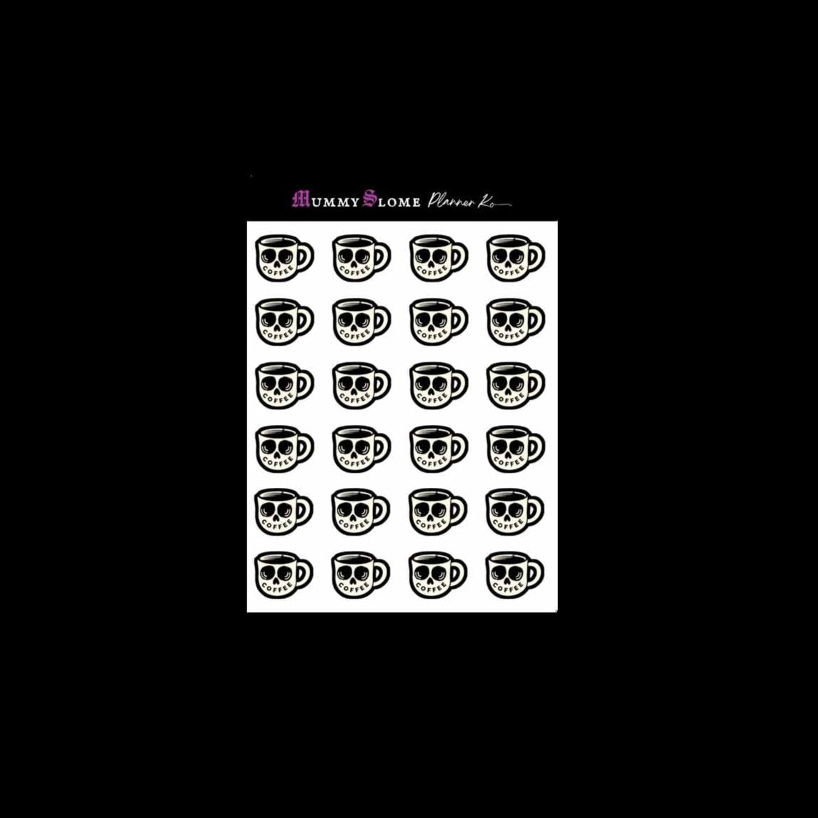 ☕ Death Before Decaf 💀 Gothic Coffee Icon Stickers 🖤🔥 C1