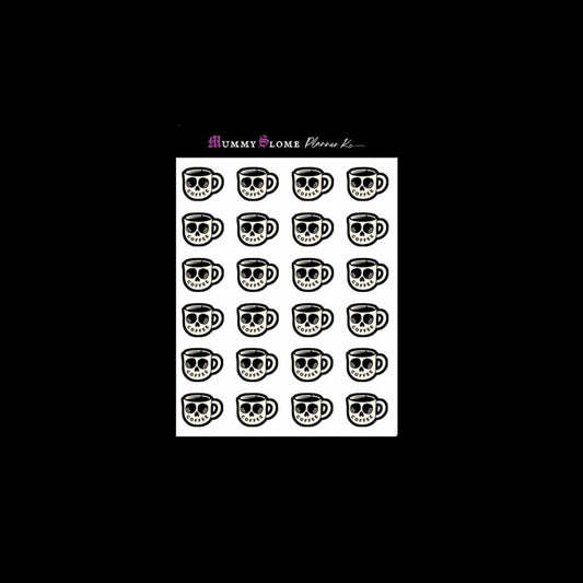 ☕ Death Before Decaf 💀 Gothic Coffee Icon Stickers 🖤🔥 C1