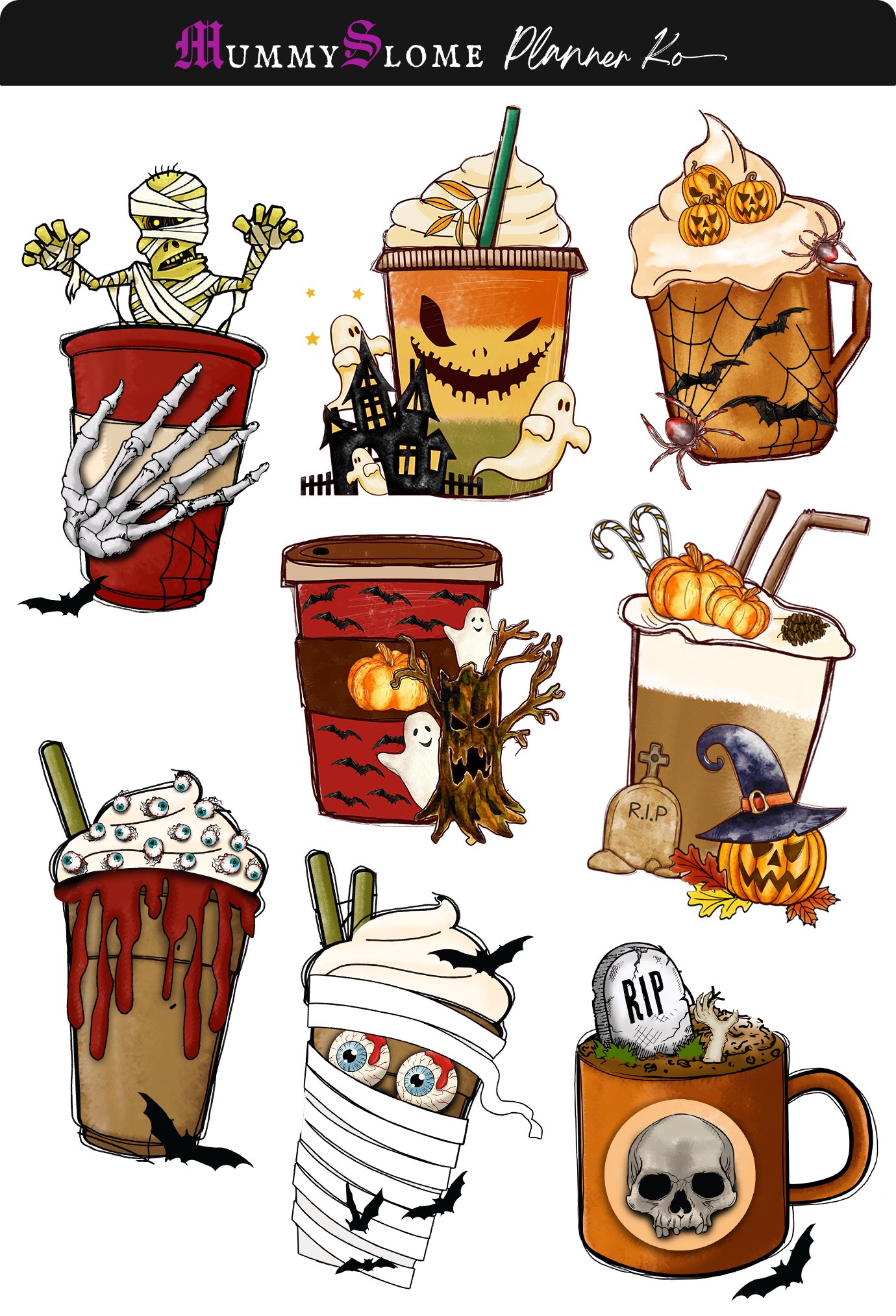 Creepy Coffee Sticker Kit