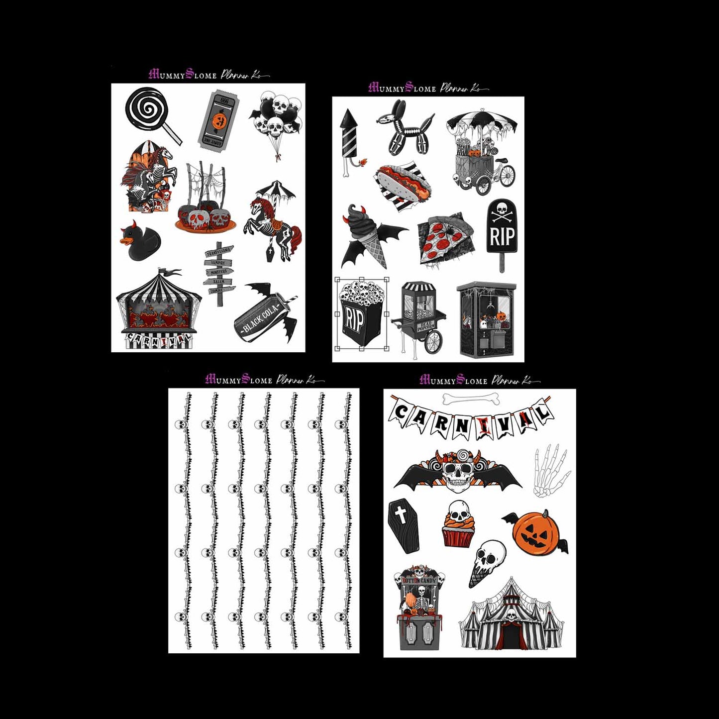 🎪💀 Dark Carnival Delights Sticker Kit 💀🎪