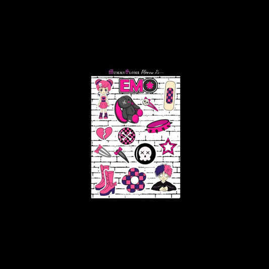 🧷🖤 "Sad But Organized" 📅🧠 – Emo Stickers for Your Inner Chaos 💔📓 Sheet 1
