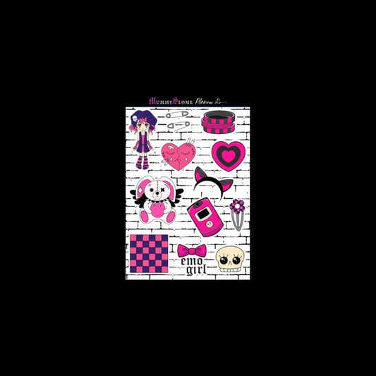 🧷🖤 "Sad But Organized" 📅🧠 – Emo Stickers for Your Inner Chaos 💔📓 Sheet 3
