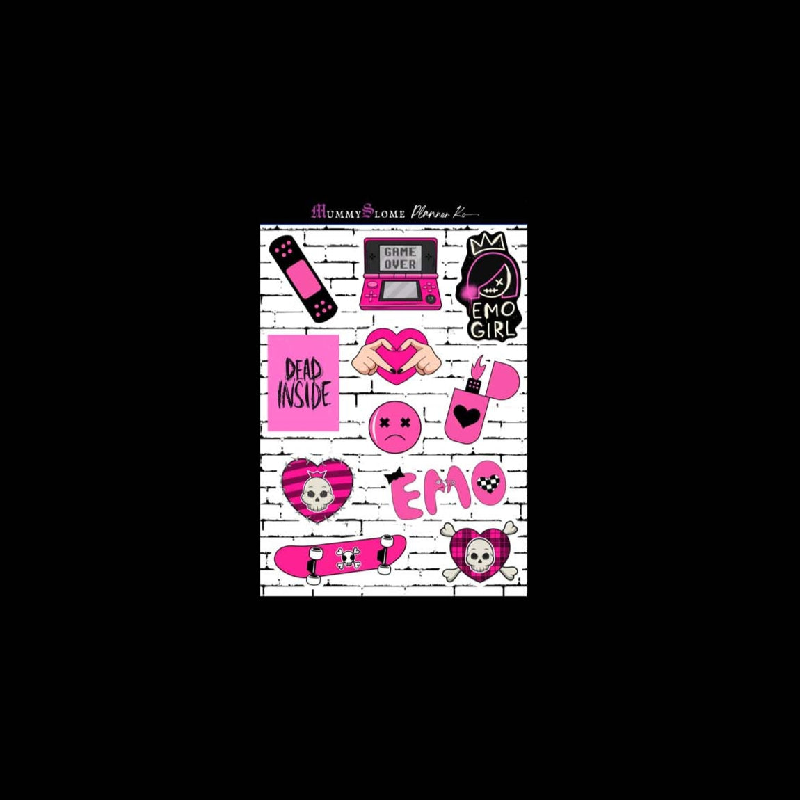🧷🖤 "Sad But Organized" 📅🧠 – Emo Stickers for Your Inner Chaos 💔📓 Sheet 5