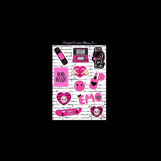 🧷🖤 "Sad But Organized" 📅🧠 – Emo Stickers for Your Inner Chaos 💔📓 Sheet 5
