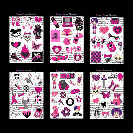 🧷🖤 "Sad But Organized" 📅🧠 – Emo Stickers for Your Inner Chaos 💔📓 Decorative Sticker Kit
