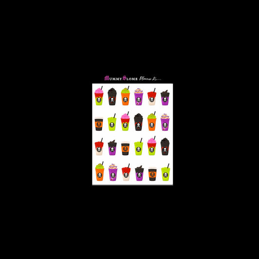 ☕👻 Haunted Latte Icons Sticker Sheet 👻☕