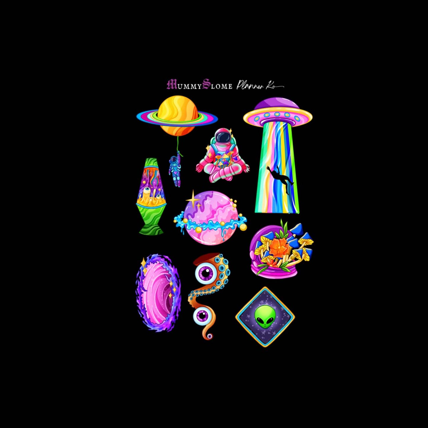 🌌🚀 Trippy Galaxy Planner Sticker Kit! 🛸✨ Sheet 1
