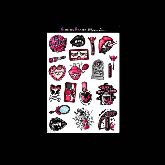 🖤💀✨ Glamour Goth Planner Sticker Kit! 🕸️🖤💋 Sheet 3