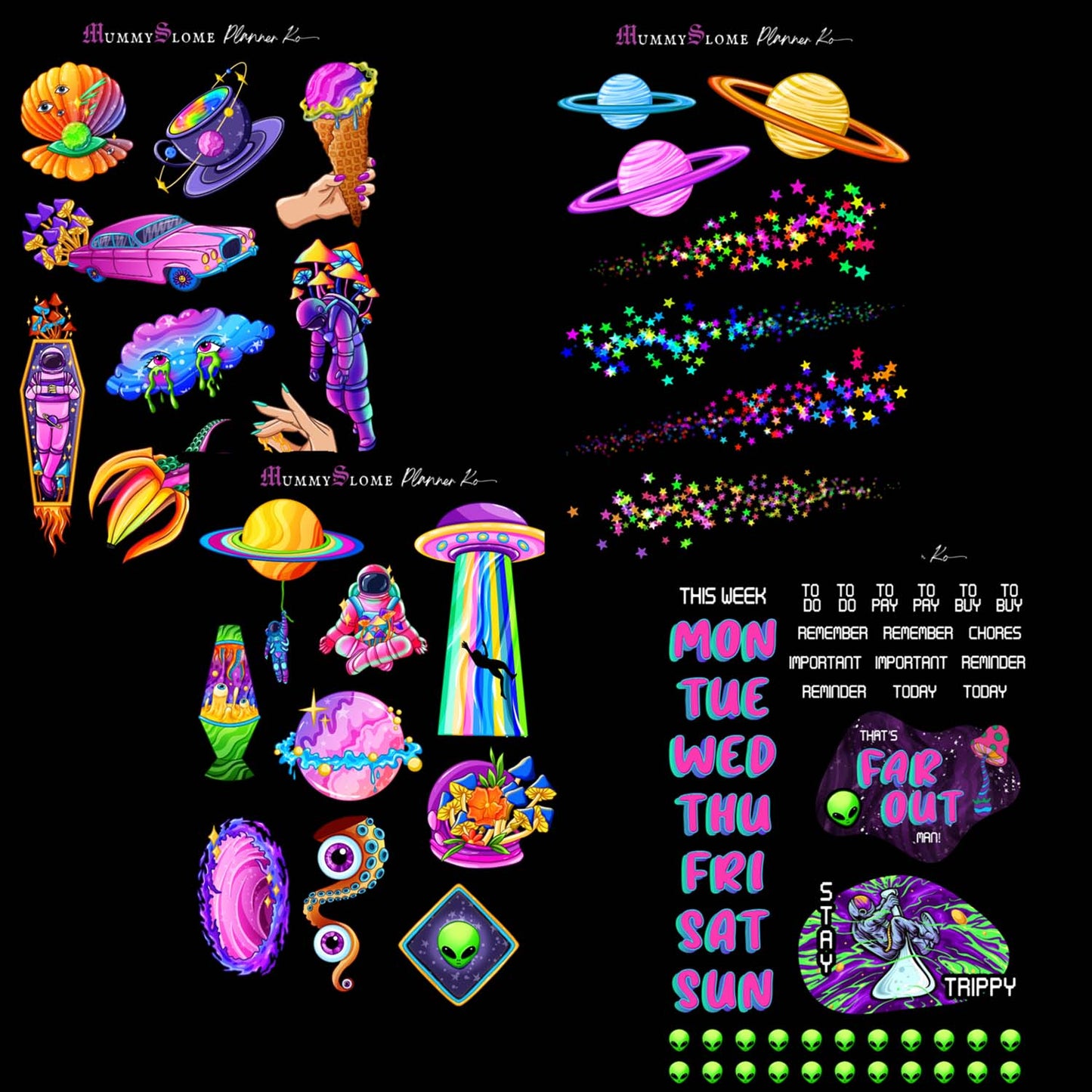 🌌🚀 Trippy Galaxy Planner Sticker Kit! 🛸✨