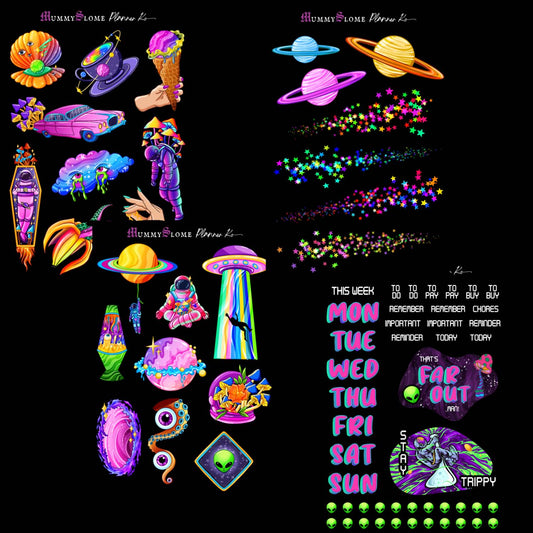 🌌🚀 Trippy Galaxy Planner Sticker Kit! 🛸✨