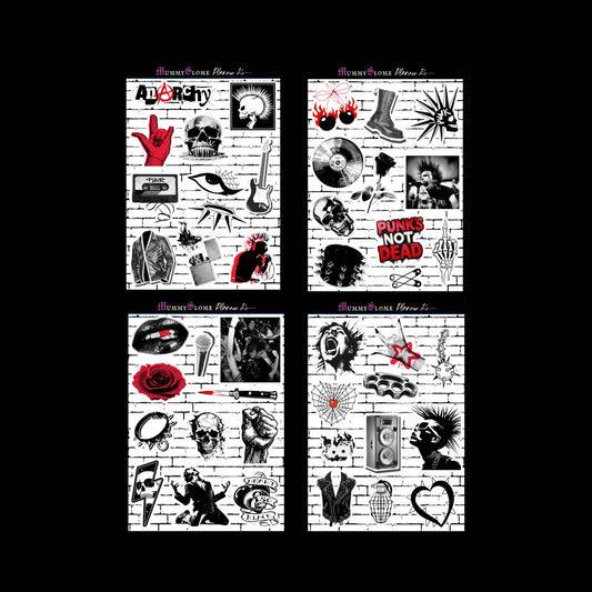 ⚡️Punk’d & Planned 🧷💀🔥 — Sticker Kit for the Rebellious Soul 👊 💥  Decoratice Sticker Kit